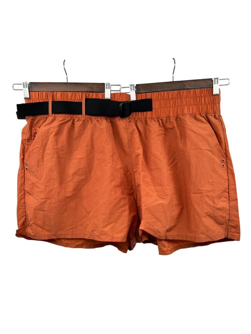FLX Womens Active Lightweight Shorts Orange/Black Belted Size 3X Pockets
